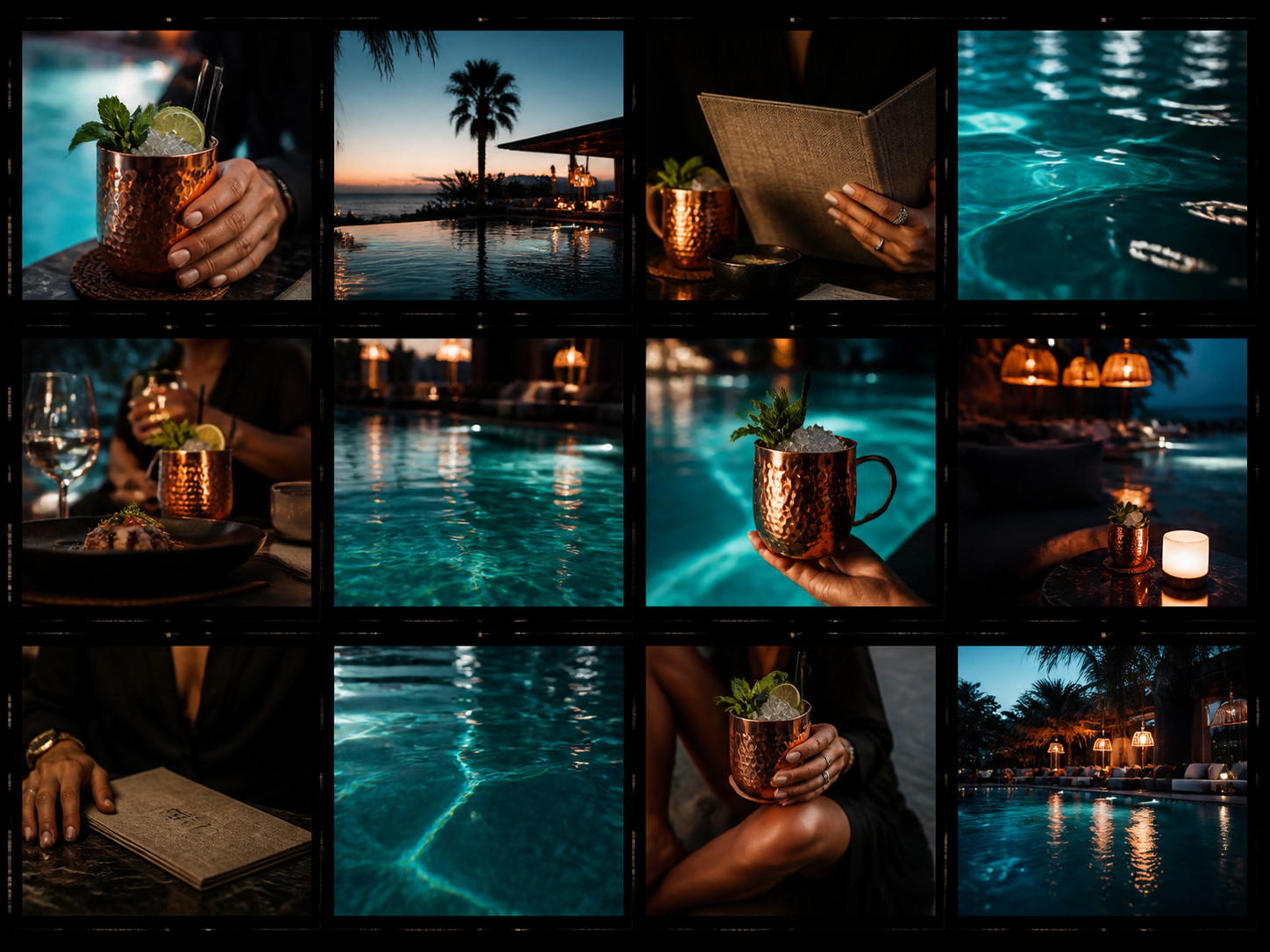 Copper and aqua visual contact sheet